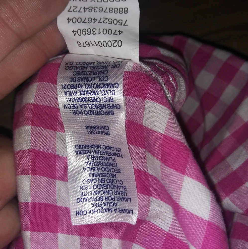 CHAPS Pink & White Buttons Gingham Long Sleeves Shirt XL Easy Care - Picture 11 of 11